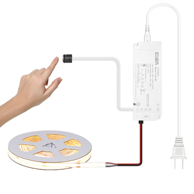 LETARON COB LED Strip Light 24V LED Tape Light, 480 pcs/M LEDs, Super Bright High Lumen 3000K Warm White 3m, Dimmable with 3M Tape, 30W UL Power Supply, Touch Switch για υπνοδωμάτιο, σπίτι, κουζίνα DIY