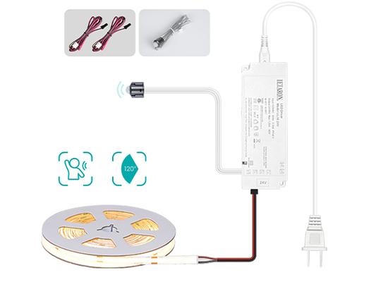Το LETARON COB LED Strip Light 24V LED Tape Light, 480 pcs/M LEDs, Super Bright High Lumen 3000K Warm White 3m, Dimmable με 3M Tape, 30W UL Power Supply, PIR Switch για υπνοδωμάτιο, σπίτι, κουζίνα DIY