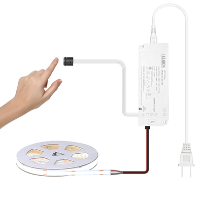 LETARON COB LED Strip Light 24V LED Tape Light,480 pcs/M LEDs,Super Bright High Lumen 6000K White 3m,Ανασβέστερο με 3M Tape,30W UL Power Supply,Touch SWITH για υπνοδωμάτιο,σπίτι,κουζίνα DIY