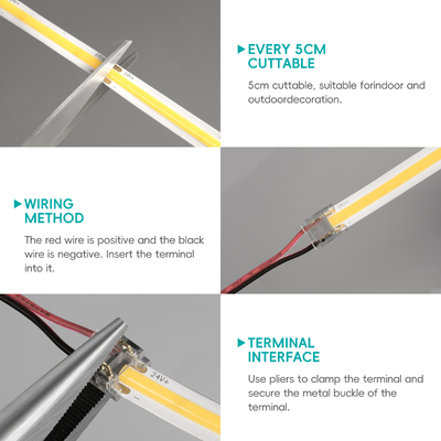 LETARON COB LED Strip Light 24V LED Tape Light,480 pcs/M LEDs,Super Bright High Lumen 6000K White 3m,Ανασβέστερο με 3M Tape,30W UL Power Supply,Touch SWITH για υπνοδωμάτιο,σπίτι,κουζίνα DIY