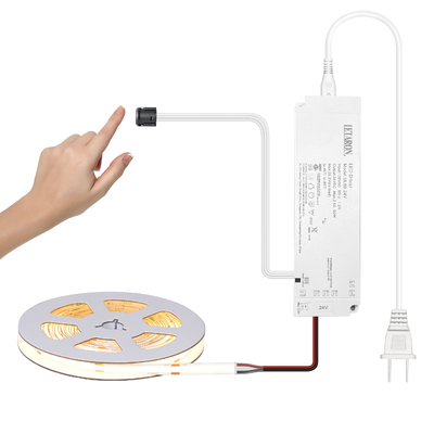 Το LETARON COB LED Strip Light 24V LED Tape Light, 480 pcs/M LEDs, Super Bright High Lumen 3000K Warm White 5m, Dimmable με 5M Tape, 60W UL Power Supply, Touch SWITH για το υπνοδωμάτιο, το σπίτι, την κουζίνα DIY